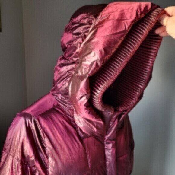 Raspberry Pearl Faux Down Puffer Coat by Badgley & Mischka Small - Picture 10 of 15